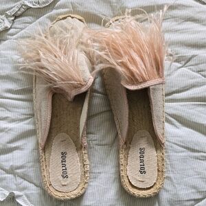 Soludos Cream Espadrilles with Feather Detail